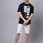 Door 74 Men Black Graphic Printed Pure Cotton Oversized T-Shirt Roposo Clout