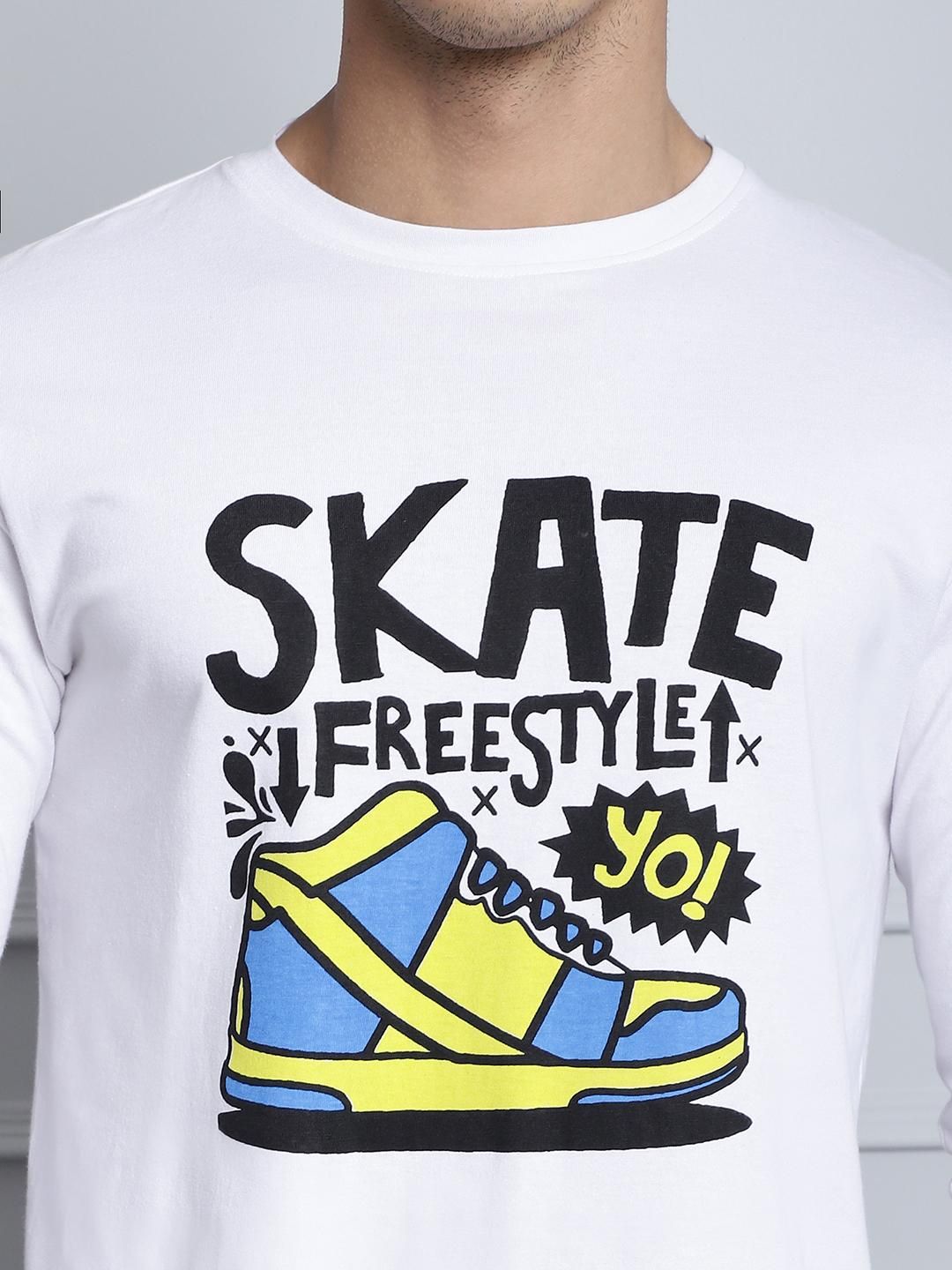 Door 74 Mens Printed White Color Regular Fit Long Sleeves Tshirt Roposo Clout