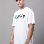 DOOR74 Mens Michigan Printed White TSHIRT Roposo Clout