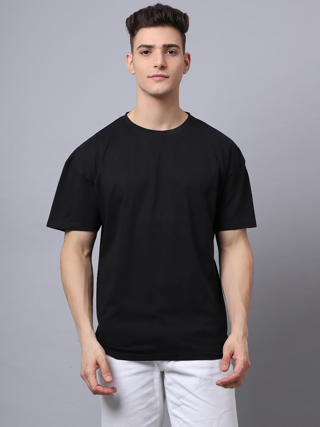 Door 74 Men Black Graphic Printed Pure Cotton Oversized T-Shirt Roposo Clout