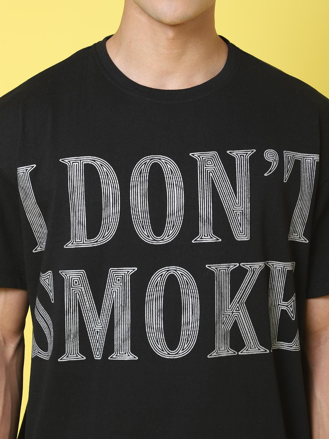 DOOR74 MENS PRINTED BLACK OVERSIZE TSHIRT Roposo Clout