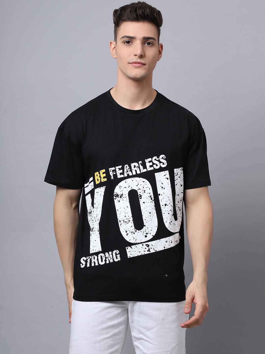 Door 74 Men Black Graphic Printed Pure Cotton Oversized T-Shirt Roposo Clout