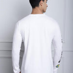Door 74 Mens Printed White Color Regular Fit Long Sleeves Tshirt Roposo Clout