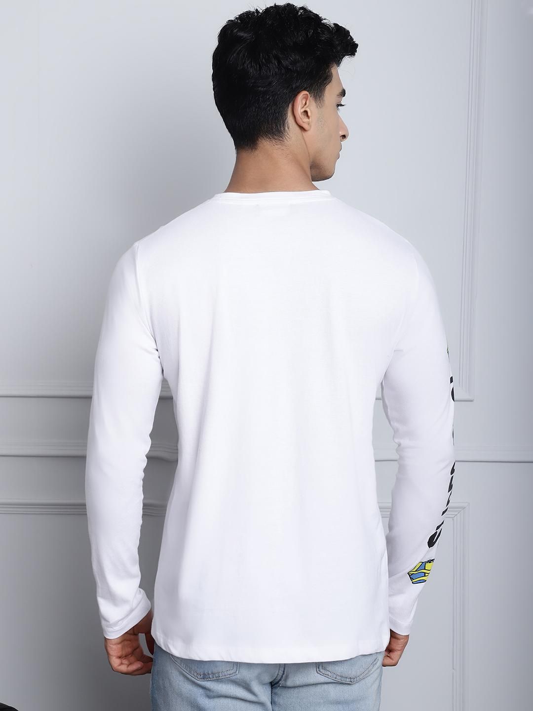 Door 74 Mens Printed White Color Regular Fit Long Sleeves Tshirt Roposo Clout