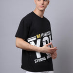 Door 74 Men Black Graphic Printed Pure Cotton Oversized T-Shirt Roposo Clout