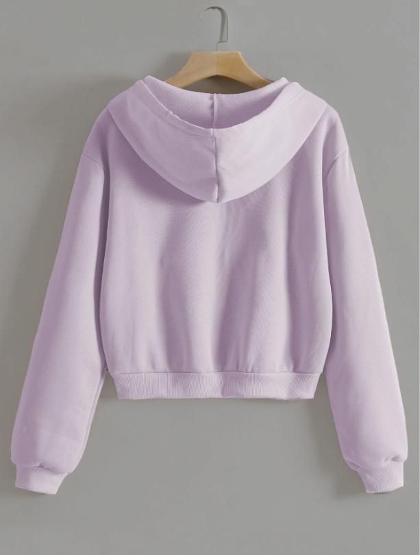 Women Solid Hoodie Crop Top Roposo Clout