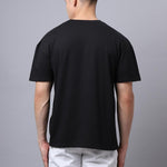 Door 74 Men Black Graphic Printed Pure Cotton Oversized T-Shirt Roposo Clout