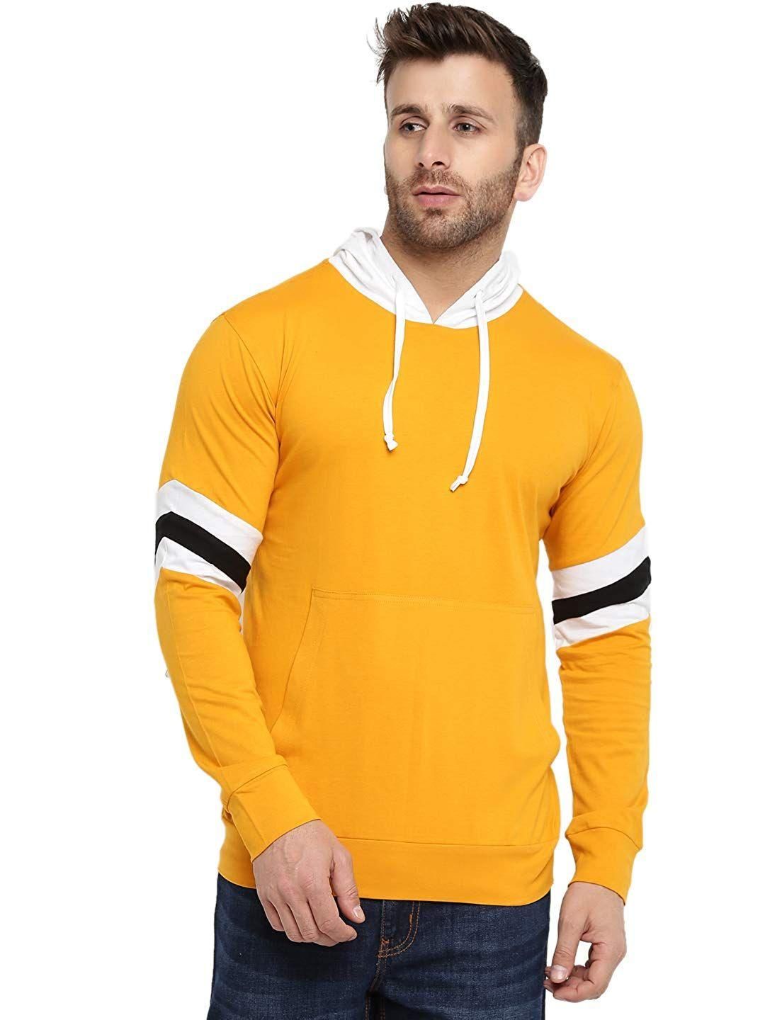 Cotton Solid Full Sleeves Hooded T-Shirt Roposo Clout