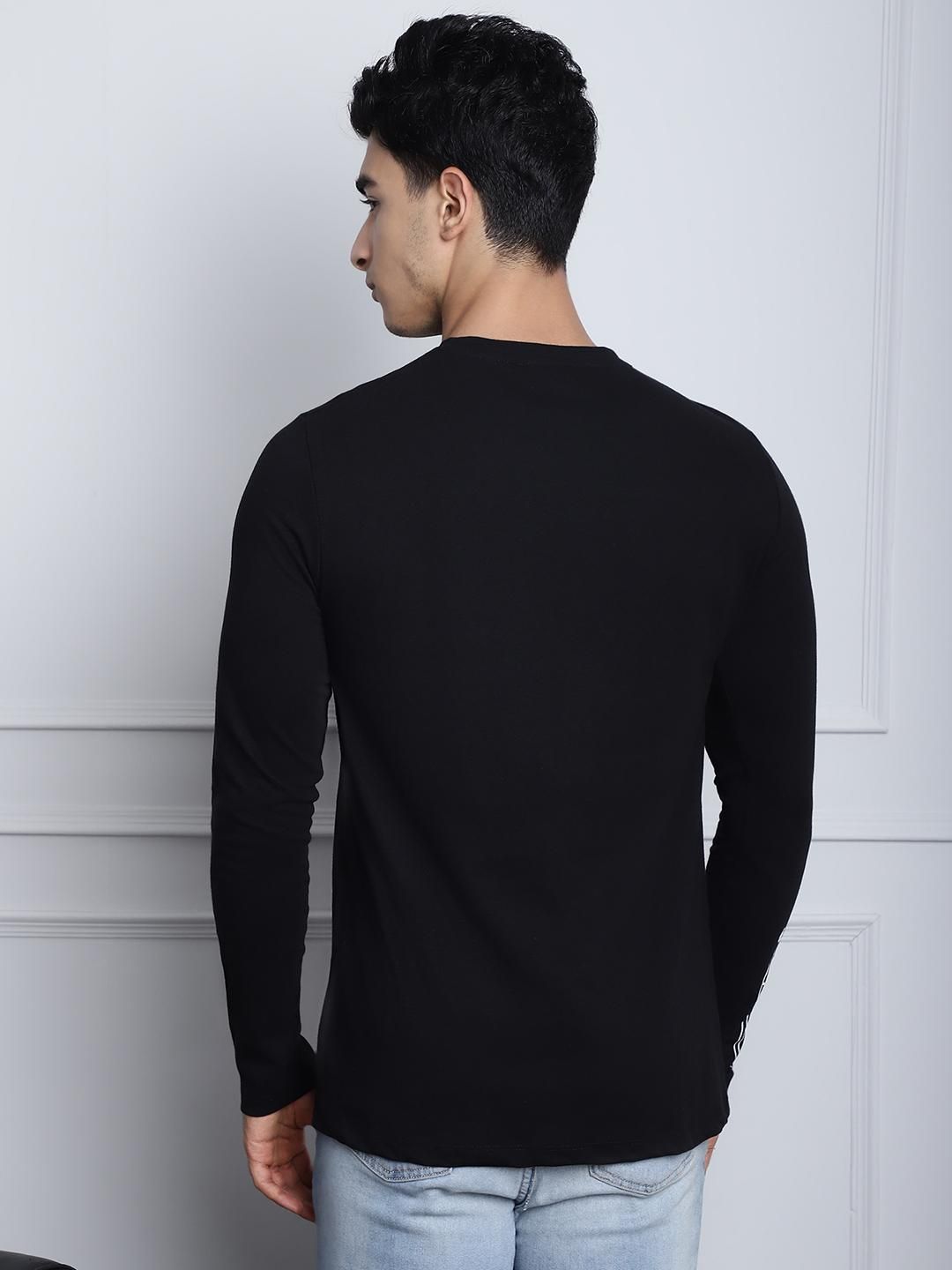 Door 74 Mens Printed Black Color Regular Fit Long Sleeves Tshirt Roposo Clout