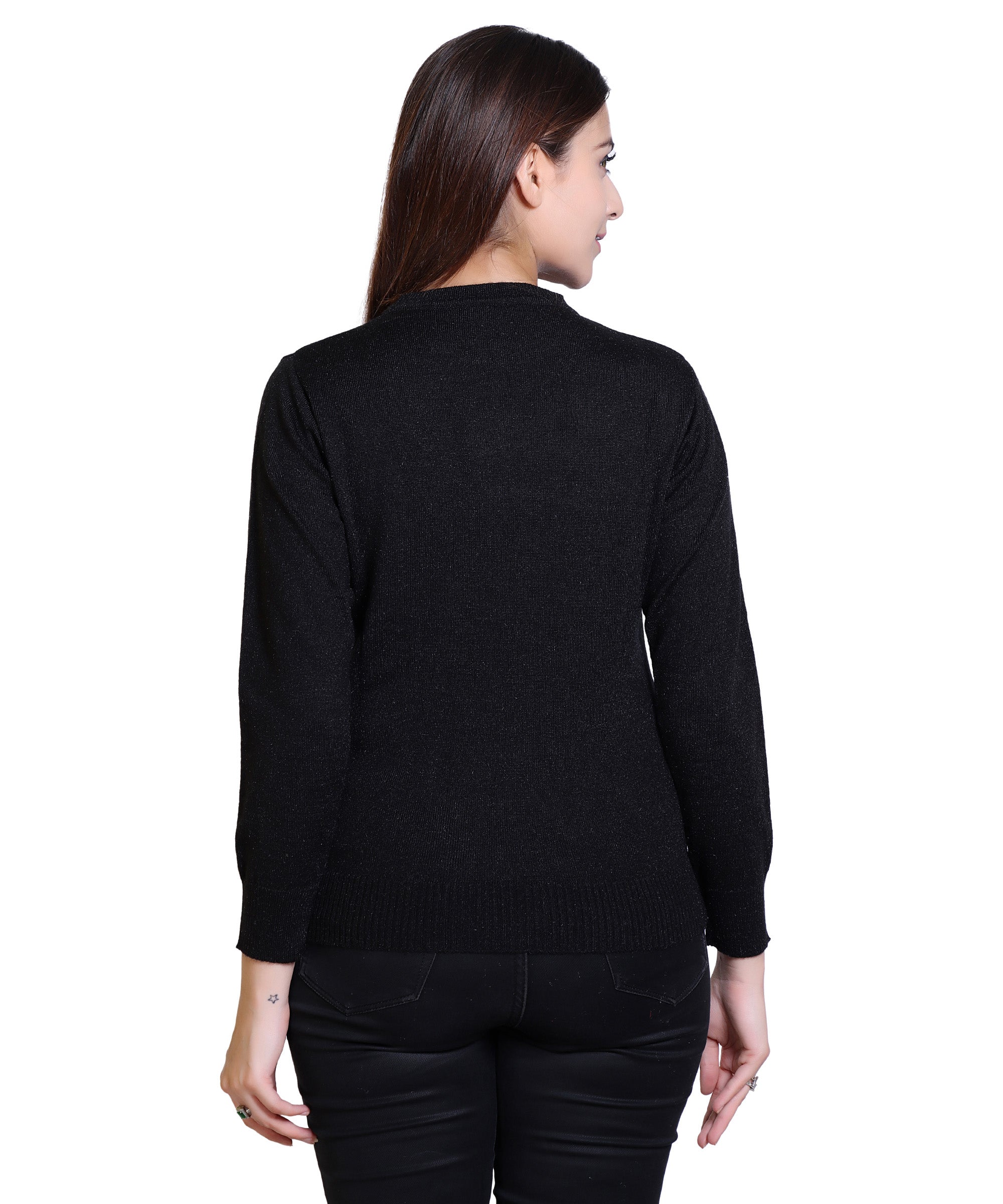 Women's Solid Woolen Full Sleeves Sweater Roposo Clout