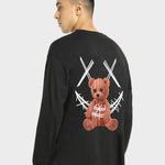 Men's Cotton Blend Black Oversized Graphic Print Full Sleeve T-Shirt Roposo Clout