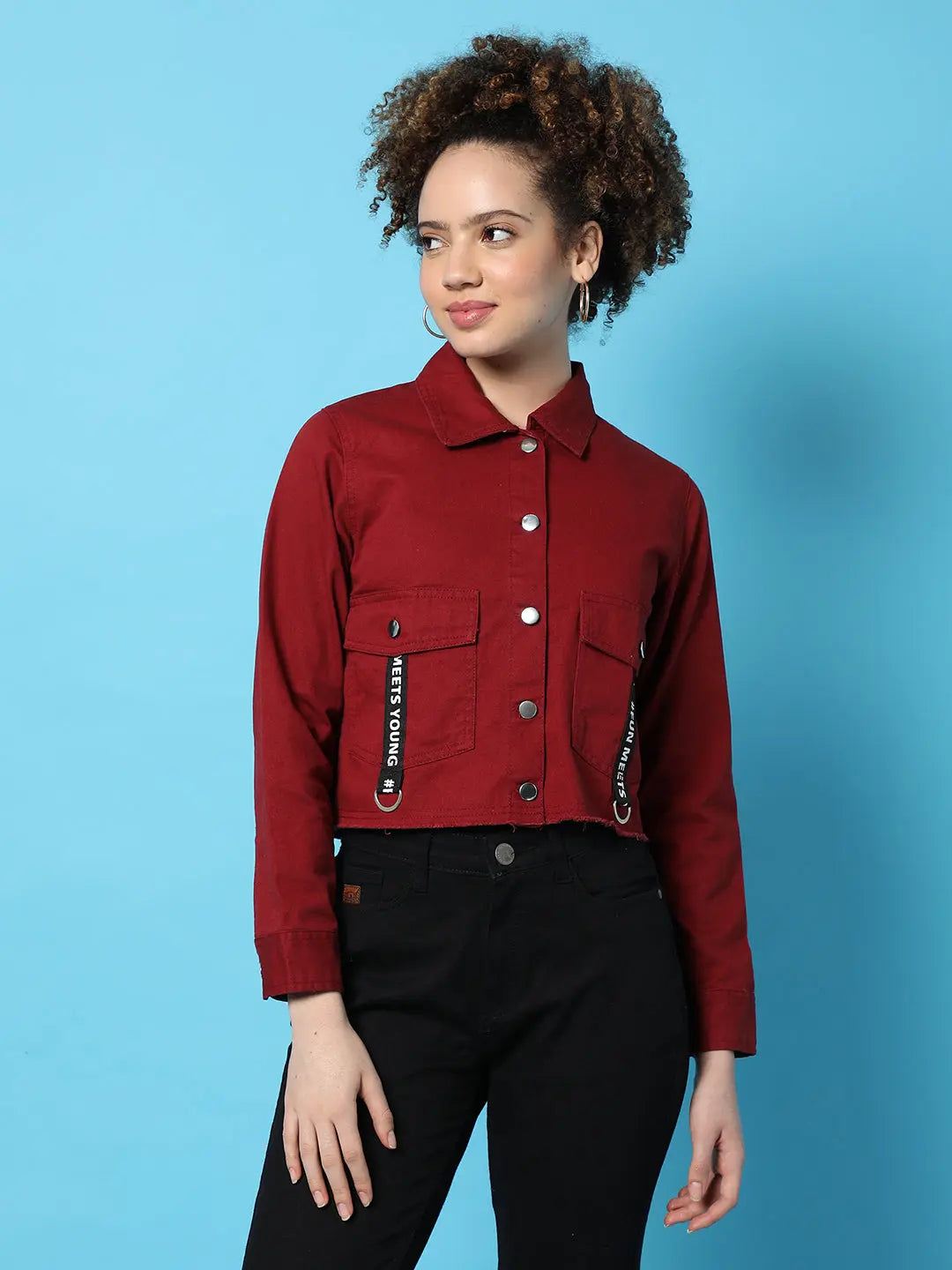 Campus Sutra Womens Cotton Solid Full Sleeve Jacket - shoponez.com