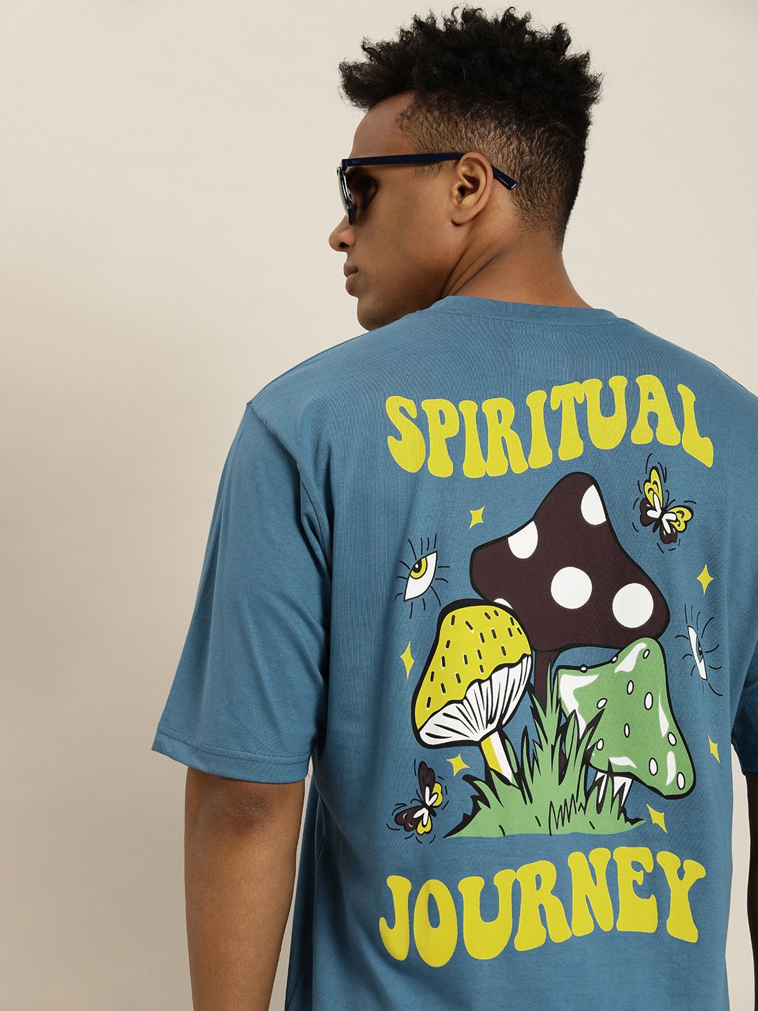 Difference of Opinion Blue Graphic Oversized T-Shirt Roposo Clout