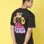 DOOR74 MENS PRINTED BLACK OVERSIZE TSHIRT Roposo Clout