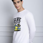 Door 74 Mens Printed White Color Regular Fit Long Sleeves Tshirt Roposo Clout