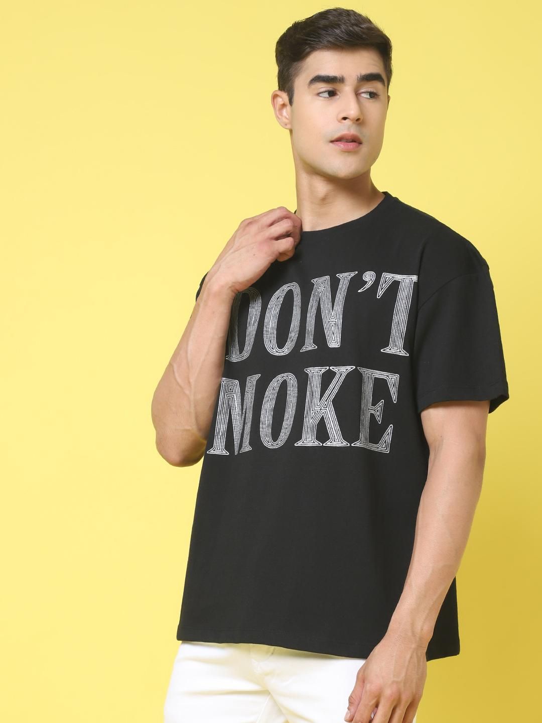 DOOR74 MENS PRINTED BLACK OVERSIZE TSHIRT Roposo Clout