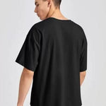 Men Graphic Print Round Neck Cotton Blend Black T-Shirt Roposo Clout