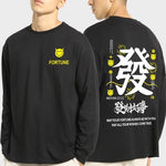 Men's Cotton Blend Black Oversized Graphic Print Full Sleeve T-Shirt Roposo Clout