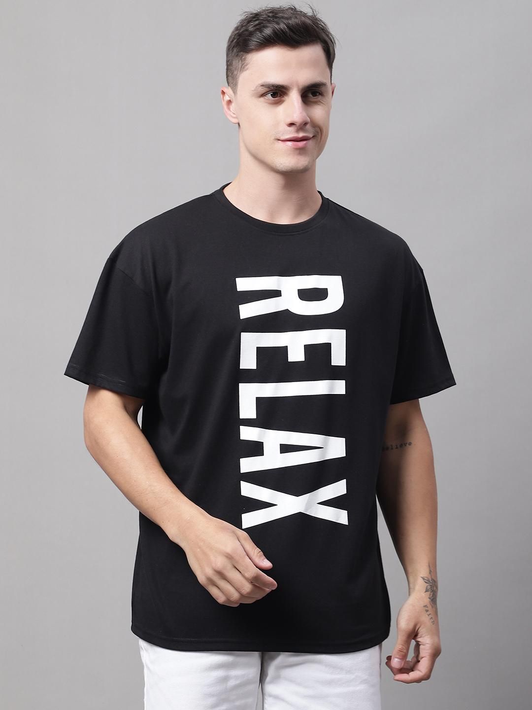 DOOR74 MENS RELAX PRINTED BLACK COLOR OVERSIZE FIT TSHIRT Roposo Clout