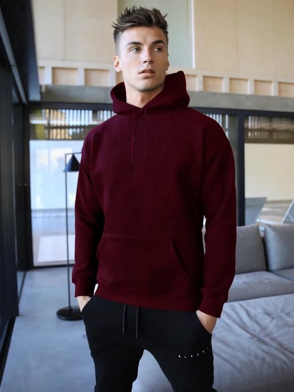 Cotton Solid Full Sleeves Mens Hoodie Roposo Clout