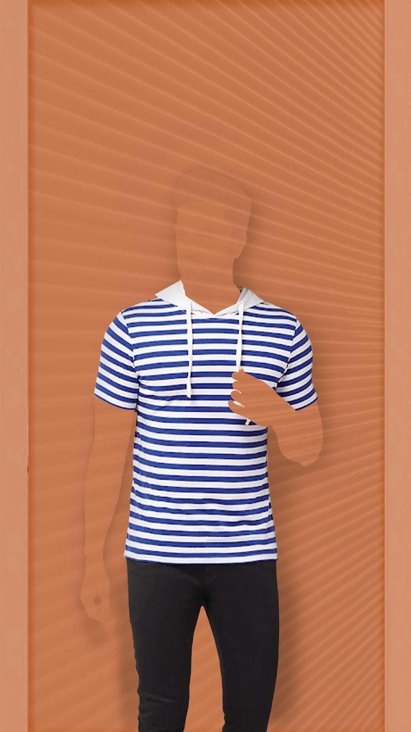 Gritstones Cotton Blend Stripes Half Sleeves Hooded Neck , Mens T-Shirt Roposo Clout