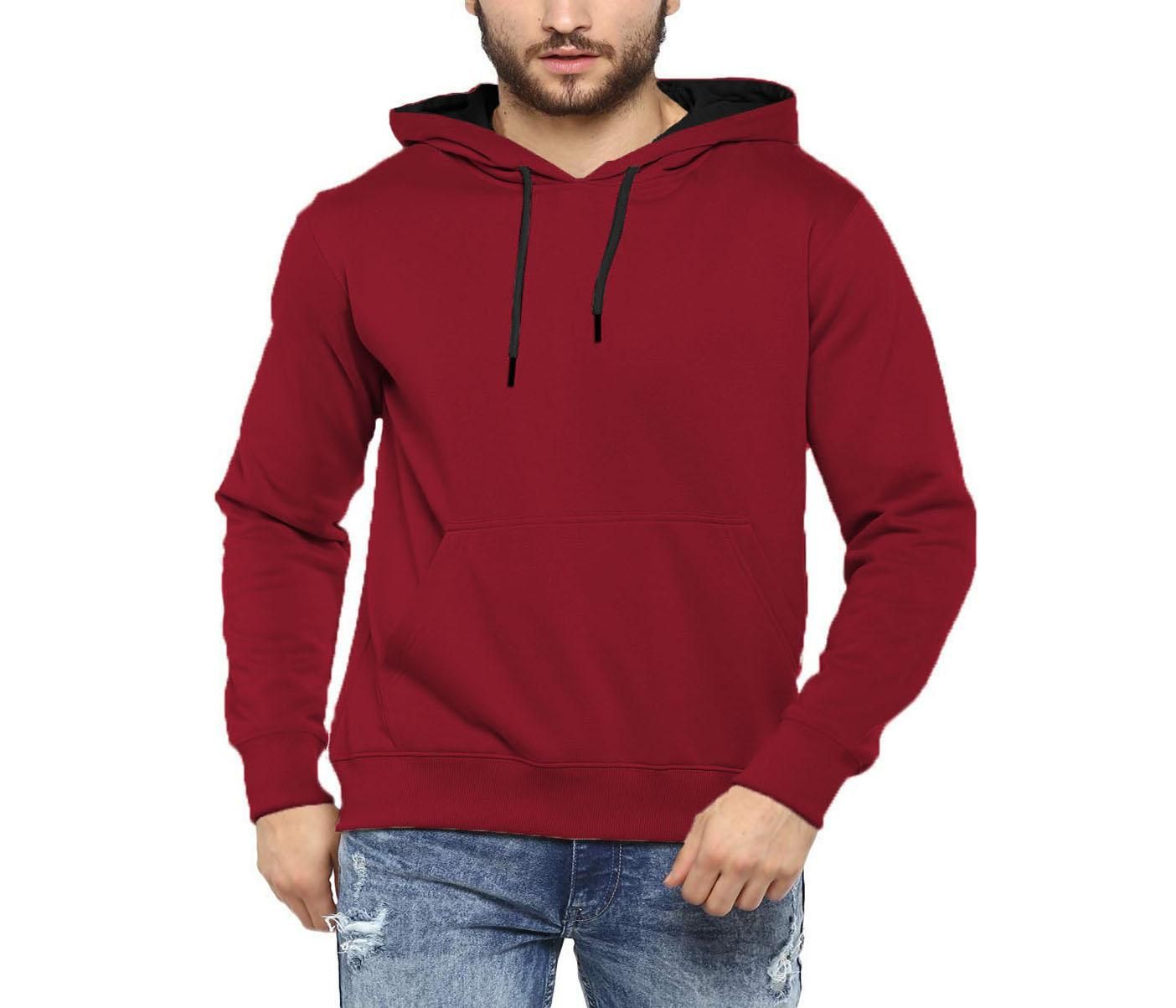 Fleece Solid Full Sleeves Hoodie Roposo Clout