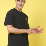 DOOR74 MENS PRINTED BLACK OVERSIZE TSHIRT Roposo Clout