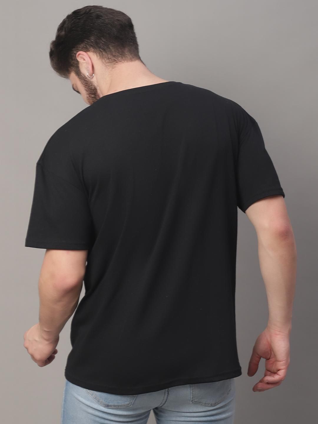 DOOR74 MENS PRINTED BLACK OVERSIZE TSHIRT Roposo Clout