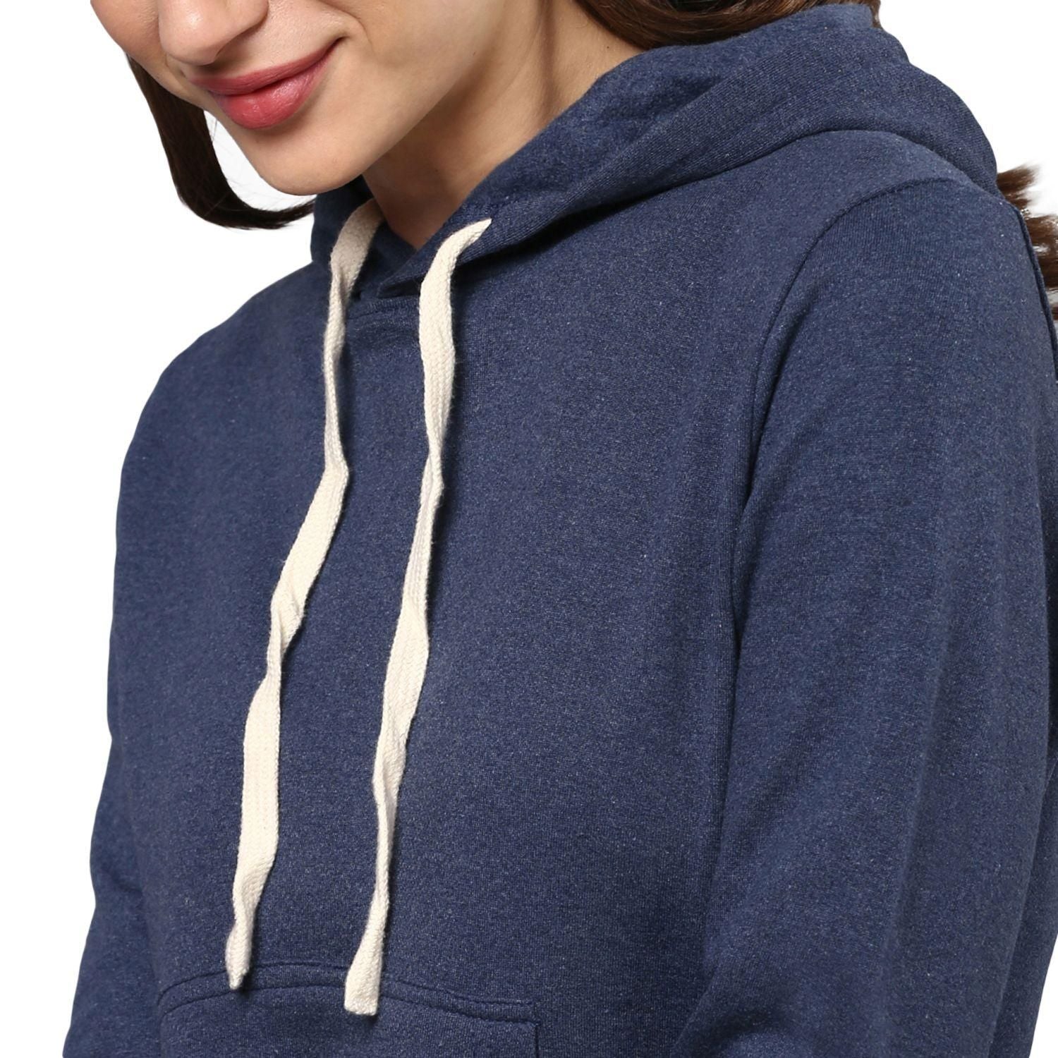 Campus Sutra Women Solid Stylish Casual Hooded Sweatshirts Roposo Clout