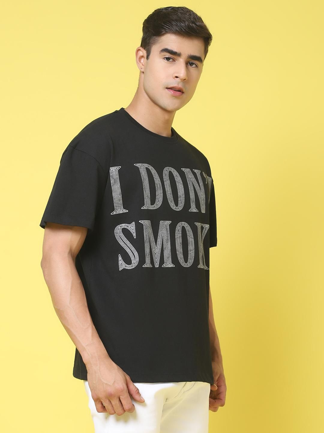 DOOR74 MENS PRINTED BLACK OVERSIZE TSHIRT Roposo Clout