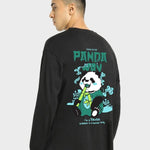 Men's Cotton Blend Black Oversized Graphic Print Full Sleeve T-Shirt Roposo Clout