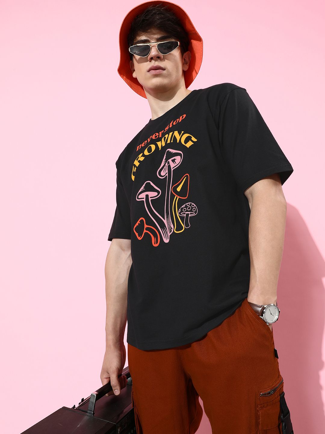 Difference of Opinion Black Graphic Oversized T-Shirt Roposo Clout