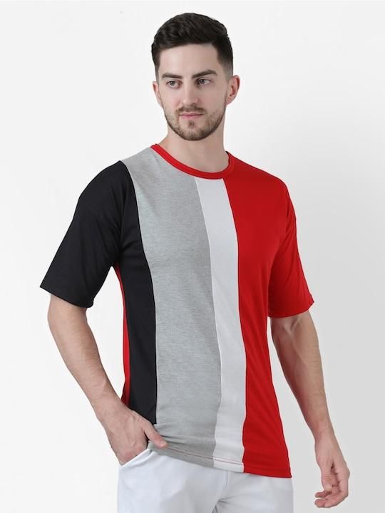 Cotton Color Block Half Sleeves Mens Round Neck T-Shirt Roposo Clout