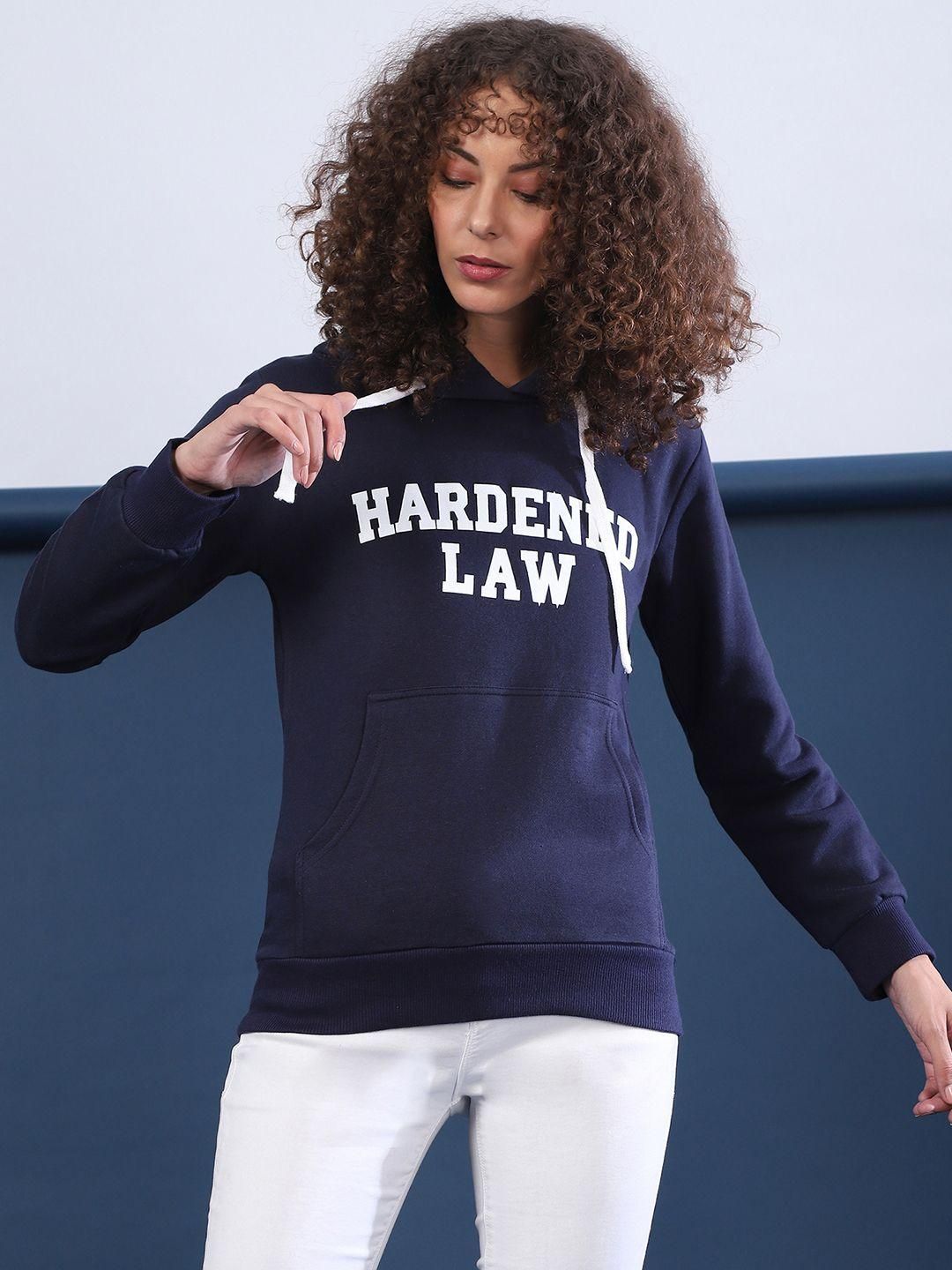 Women's  Cotton Blue Printed Sweatshirt Roposo Clout