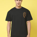 DOOR74 MENS PRINTED BLACK OVERSIZE TSHIRT Roposo Clout