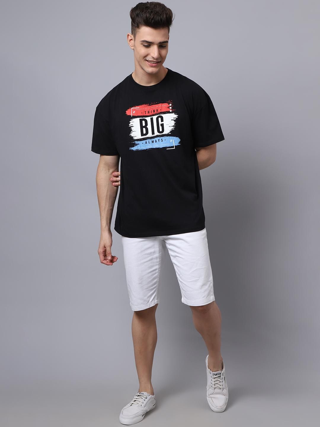 Door 74 Men Black Graphic Printed Pure Cotton Oversized T-Shirt Roposo Clout