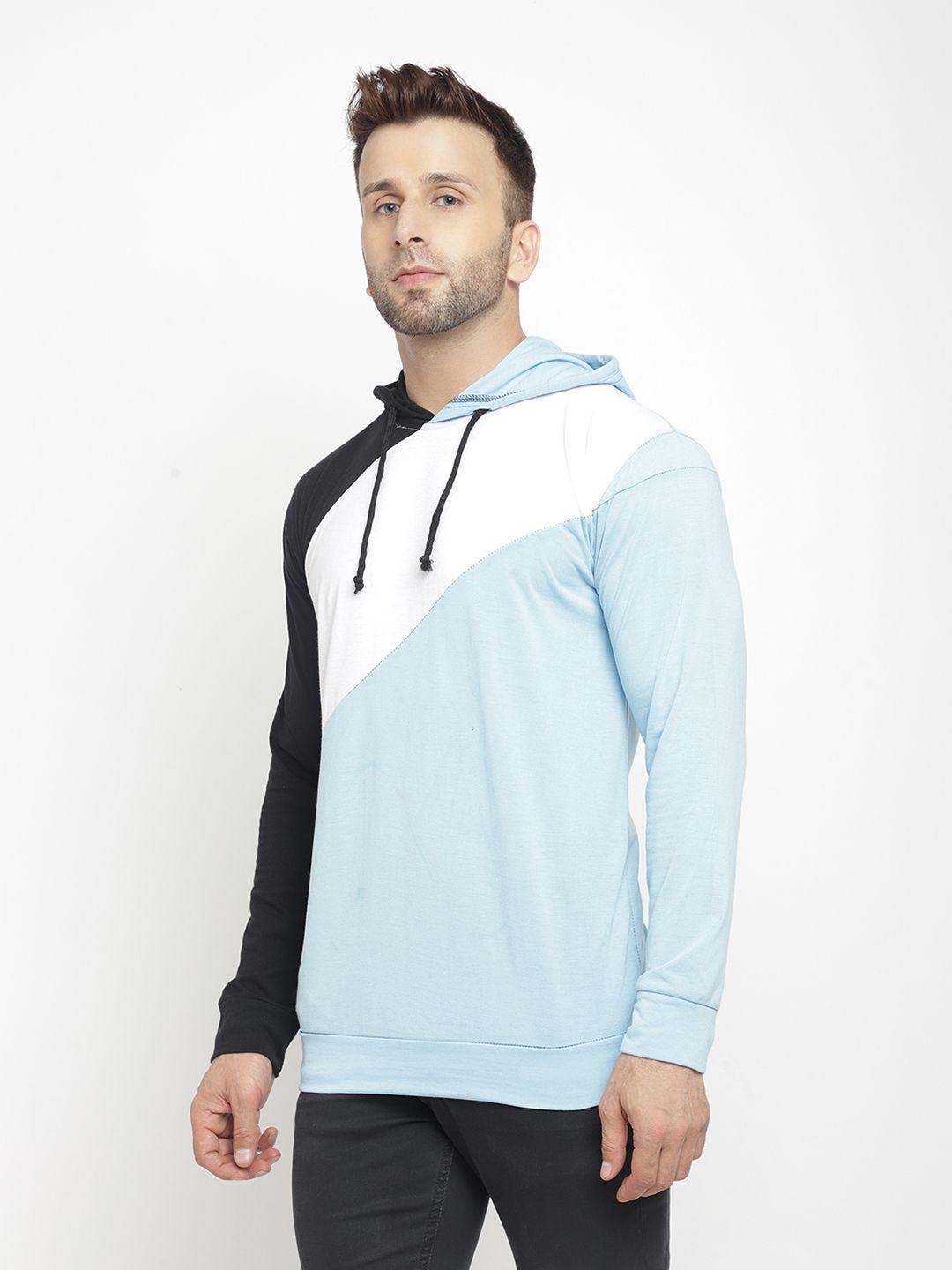 Cotton Blend Solid Full Sleeves Mens Hooded T-Shirt Roposo Clout