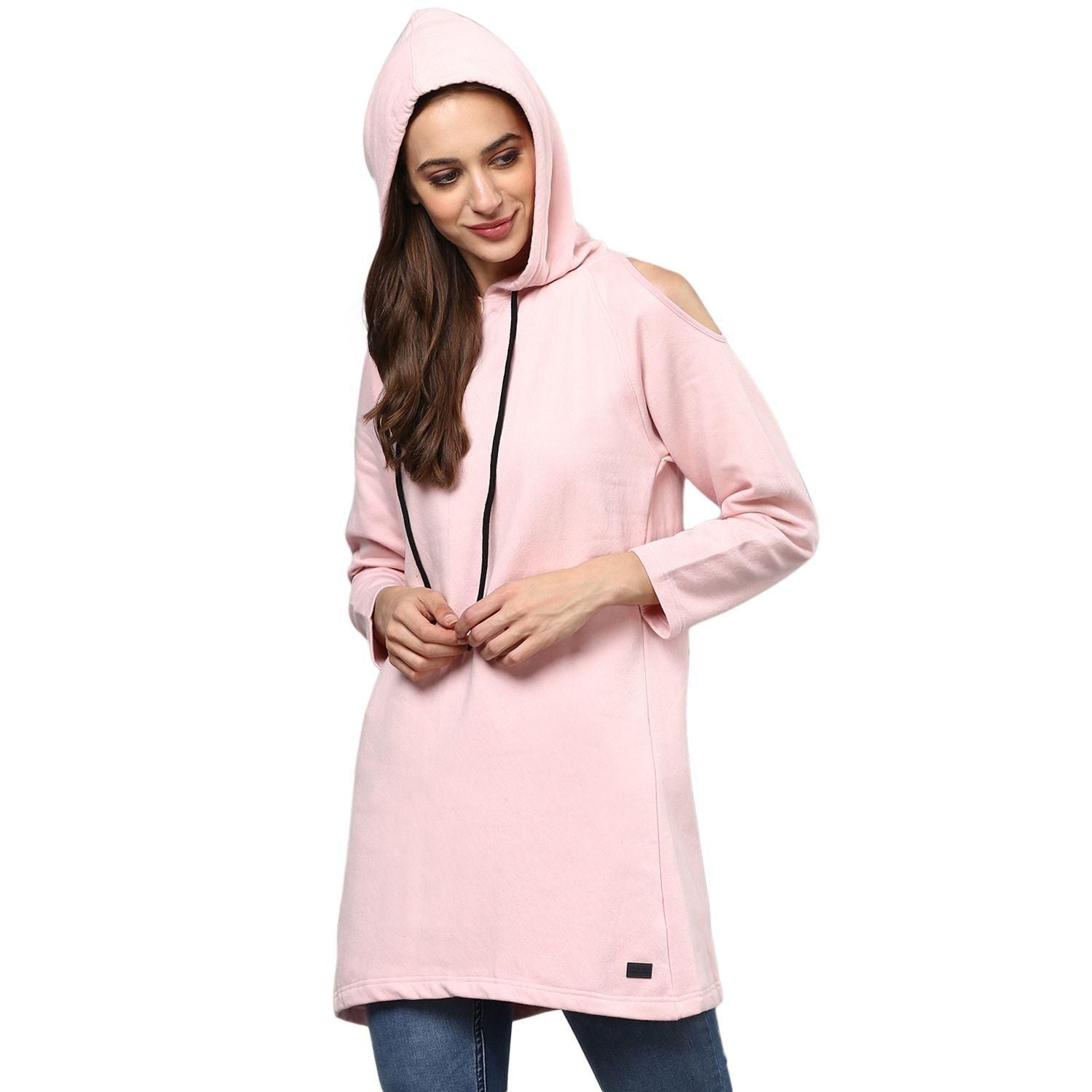 Campus Sutra Women's Solid  Open Stylish A-Line Winter Sweatshirts Roposo Clout