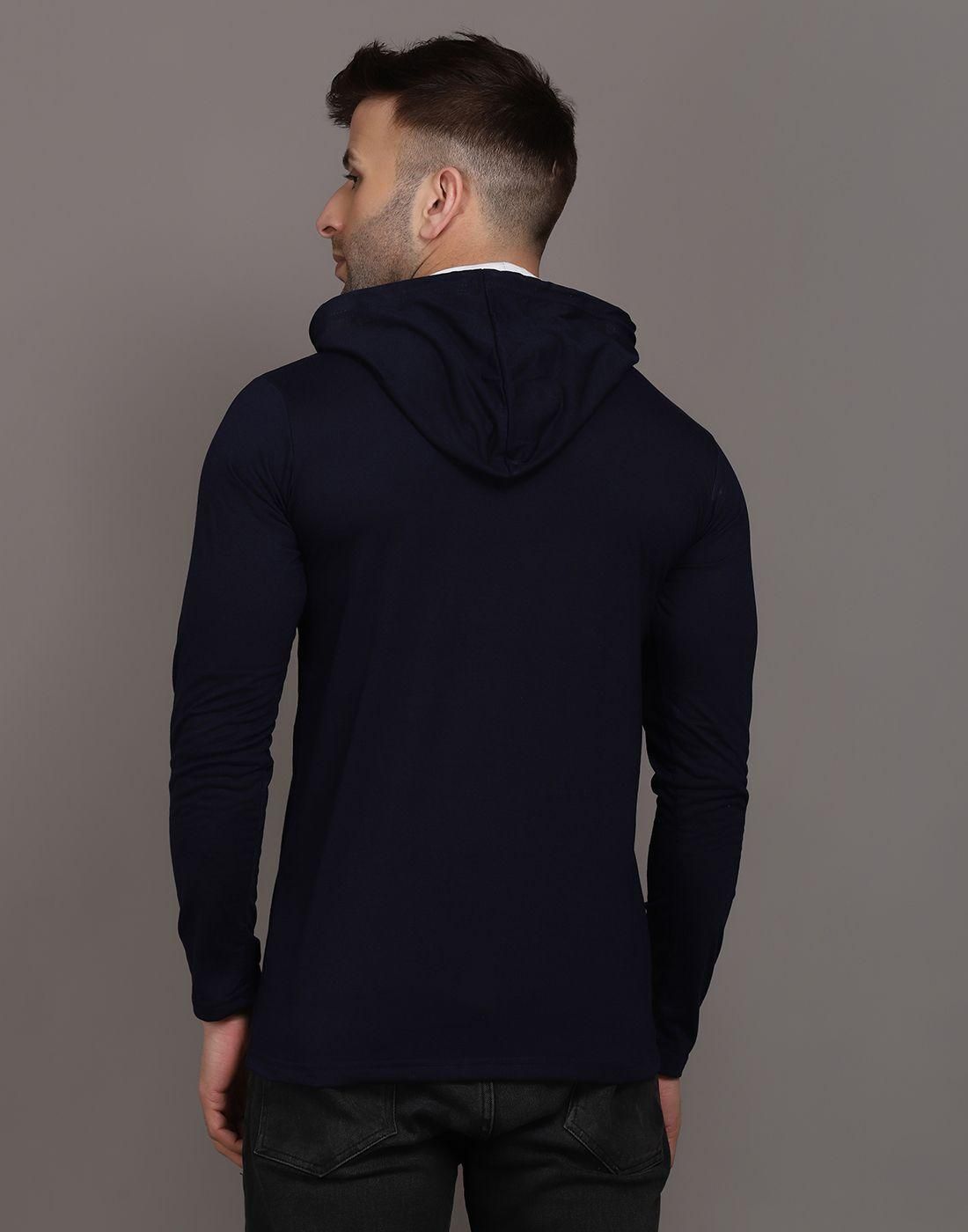 Denzolee Men's Solid Hooded T-Shirt With Mask Roposo Clout