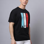 Door 74 Men Black Graphic Printed Pure Cotton Oversized T-Shirt Roposo Clout