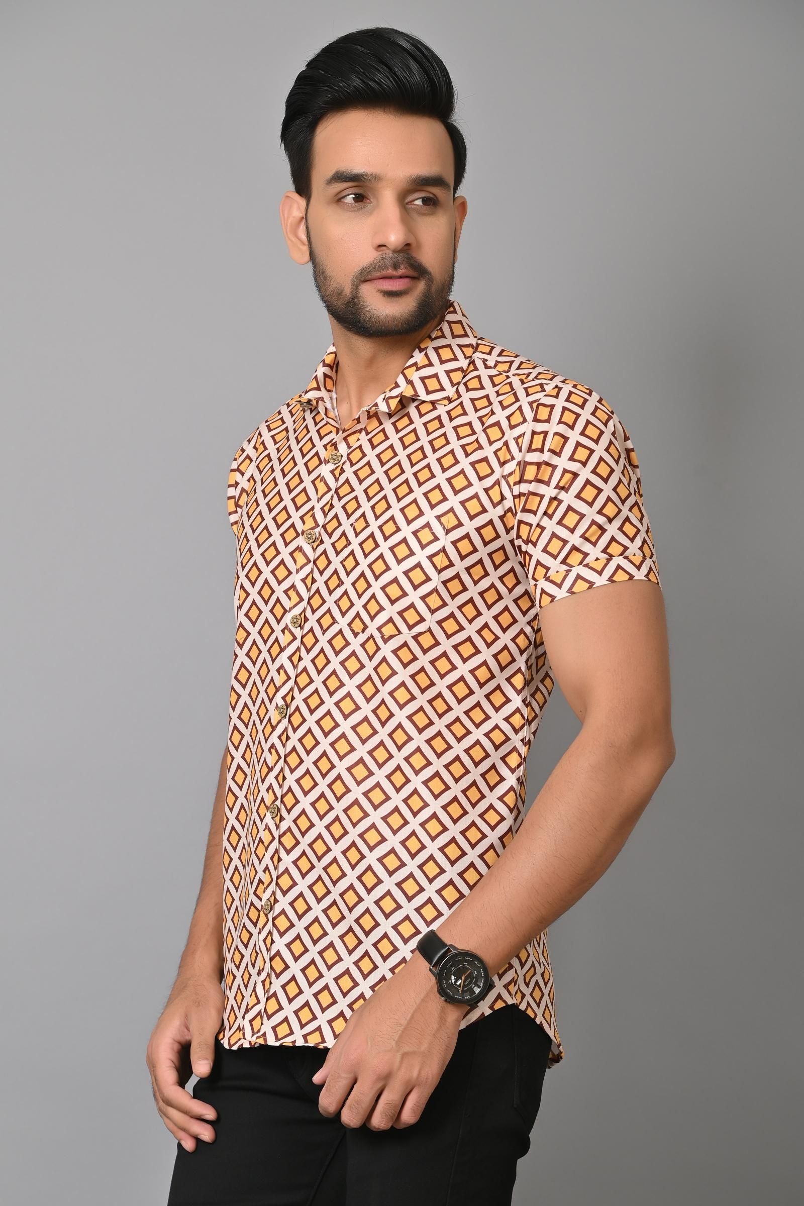 Gasperity Cotton Printed Half Sleeves Mens Casual Shirt Roposo Clout